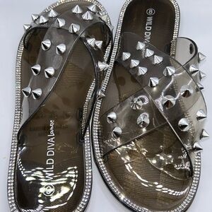 DIVA Lounge Silver Studded Women's Sandals